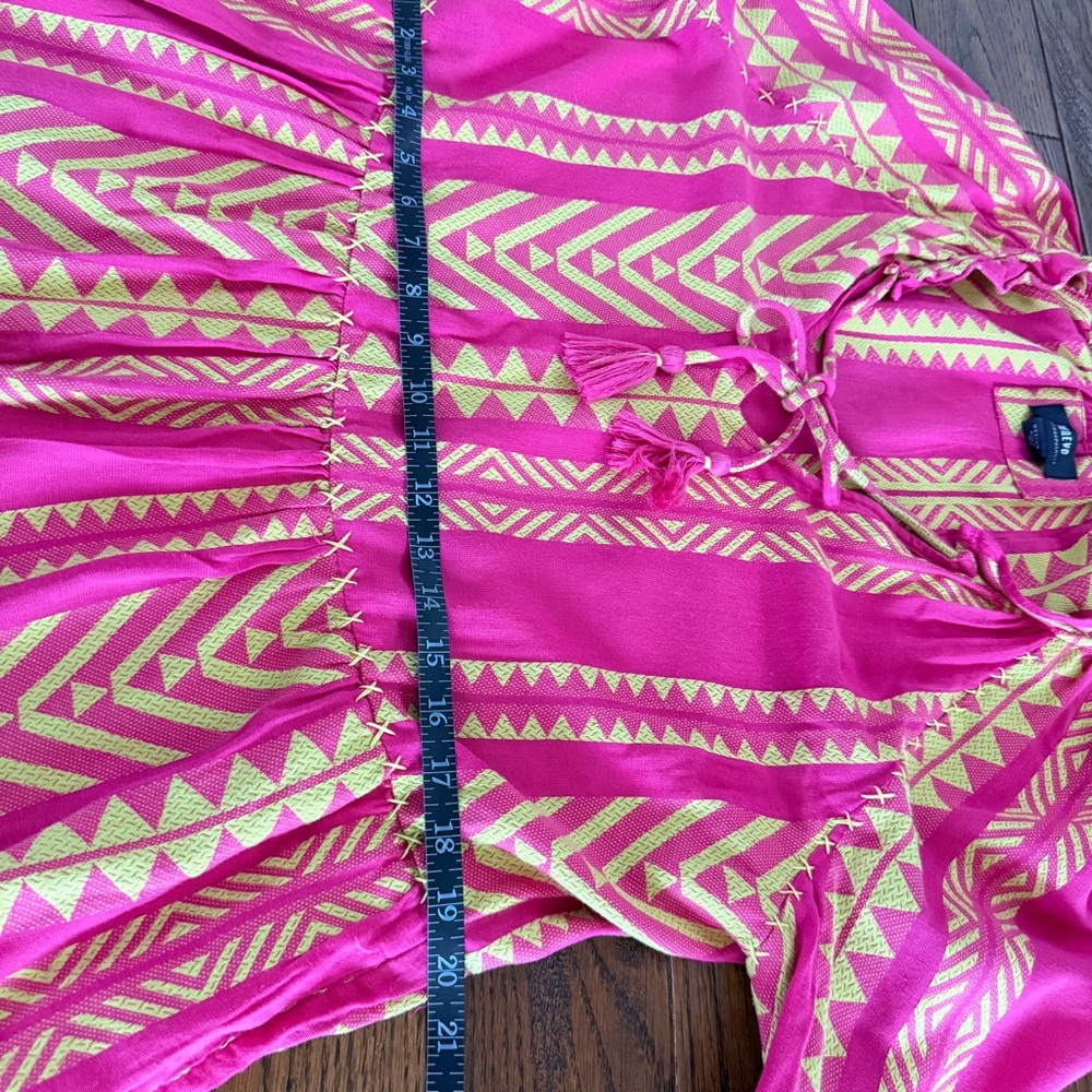 Anthropologie Maeve Pink Yellow Geometric Mini Dress Womens Oversized Tunic Boho - Picture 8 of 9
